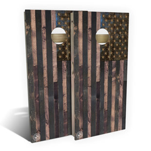SKIP'S GARAGE 2' x 4' American Flag Solid Wood Cornhole Set