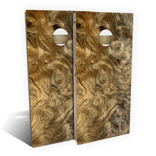 SKIP'S GARAGE 2' x 4' Buckeye Burlwood Solid Wood Cornhole Board Set