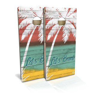 SKIP'S GARAGE 2' x 4' Lets Beach Regulation Size Solid Wood Cornhole Set
