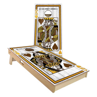 SKIP'S GARAGE 2' x 4' King of Cards Solid Wood Cornhole Set