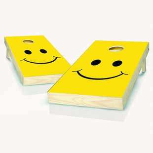 AJJ CORNHOLE 2' X 4' Smiley Cornhole Set With Carry Case