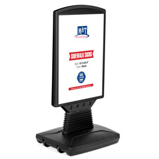 MT DISPLAYS M&t Displays Master Sign Flex Board, Black 16.54x23.62 Inch Double Sided Pavement Sidewalk Sign Advertisement Display Poster Menu Holder Water Base Outdoor Heavy Duty Caster Wheels