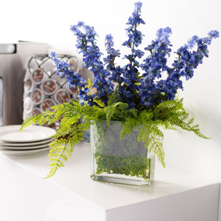DARBYCREEKTRADING Silk Larkspur Arrangement in Vase