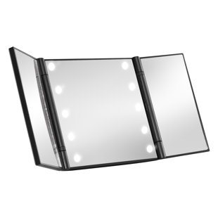 IMPRESSIONS VANITY · COMPANY Nova Wireless Charging Trifold Compact Mirror with LED Lights Travel Vanity Makeup Mirror with Stand