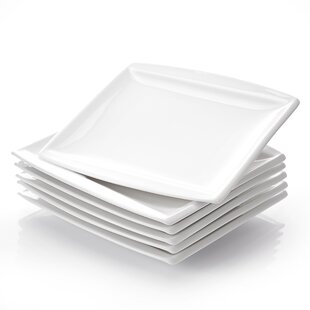 MALACASA 26cm Porcelain China Square Dinner Plate (Set of 6)