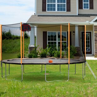 SAPPHOME 14Ft Outdoor Garden Powder-Coated Trampoline With Basketball Hoop