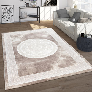 LATITUDE VIVE Colyer Living Room Vintage Baroque Style Short Pile Power Loom Brown/White Rug