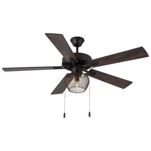 WILLISTON FORGE 52"W Jefferson Place Bronze Farmhouse Mesh Lantern Lighted Ceiling Fan