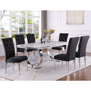 ROSDORF PARK Beriguette 7 - Piece Faux Marble Top Dining Set