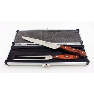 BergHOFF International Pakka Wood 3pc Stainless Steel Carving Set with Case