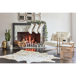 UNION RUSTIC Pilla Ivory/Brown Novelty Faux Cowhide Ivory/Brown Area Rug