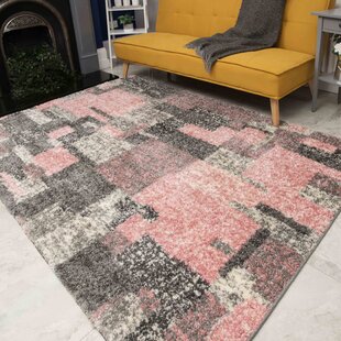 BRAYDEN STUDIO Presto Geometric Machine Woven Pink/Grey Area Rug