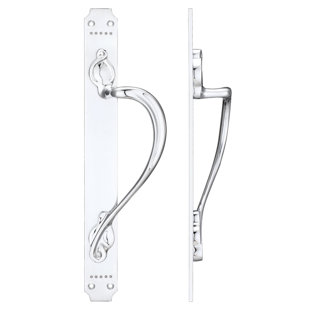 FULTON & BRAY Cast Brass Pull Handle with Art Nouveau Backplate