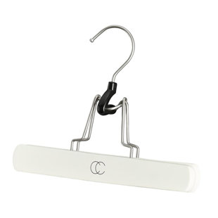 CALIFORNIA CLOSETS® Premium Collection Wood Non-Slip Hangers with Clips for Skirt/Pants (Set of 20)