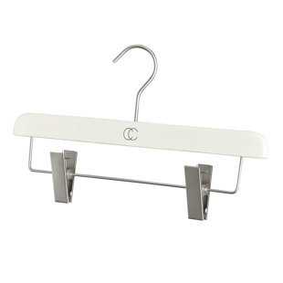 CALIFORNIA CLOSETS® Premium Collection Wood Non-Slip Kids Hangers with Clips for Skirt/Pants (Set of 20)