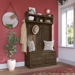 KATHY IRELAND HOME BY BUSH FURNITURE Woodland Hall Tree 39.72'' Wide with Bench and Shoe Storage