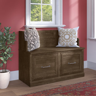 KATHY IRELAND HOME BY BUSH FURNITURE Woodland Upholstered Storage Bench