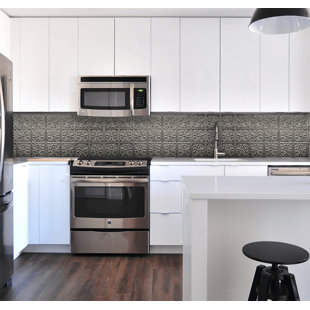 American Tin Ceilings Pattern #27 24 x 24 inch Metal Tin Tiles with Backsplash Kit (Set of 5)