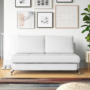 MERCURY ROW® TEEN Aanya Queen 59'' Vegan Leather Cushion Back Convertible Sofa