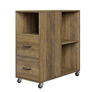 MILLWOOD PINES Bolebroke Side Table with Storage and Wheels, Living Room End Table