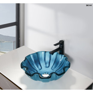 Modetti USA LLC 16.5'' Blue Tempered Glass Circular Bathroom Sink