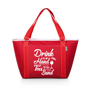ONIVA™ Beach Sayings Drink in my Hand Toes in the Sand Topanga Tote Cooler Bag - Soft Cooler Bag - Picnic Cooler