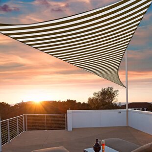 Yescom 22Ft 97% UV Block Triangle Sun Shade Sail Outdoor Patio Pool Garden Yard Lawn Carport Cover Net Awning Canopy Gray+White