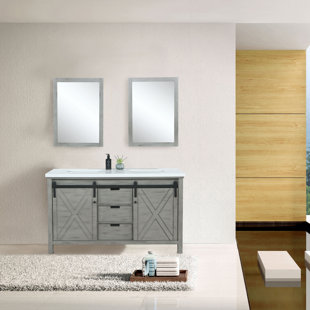 LEXORA Marsyas 60'' Double Bathroom Vanity with White Quartz Top with Mirror