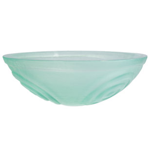 Eden Bath 16.5'' Clear/Green Tempered Glass Circular Vessel Bathroom Sink