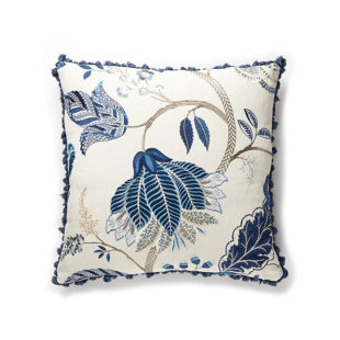 THE HOUSE OF SCALAMANDRE Porcelain Floral Linen Reversible Throw Pillow