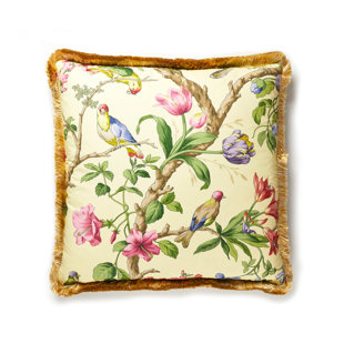 THE HOUSE OF SCALAMANDRE Porcelain Fringed Cotton Reversible Throw Pillow