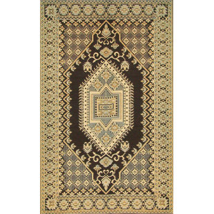 MAD MATS Oriental Hand Hooked Black/Gold Indoor / Outdoor Area Rug