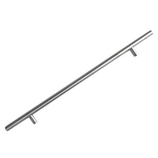 CELESTE DESIGNS Outdoor Use Powder Coated Brushed Nickel/Clear Glossy Stainless Steel Bar Pull Handle - 11" X 16"