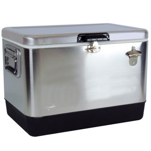 KOOLATRON EUROPE Koolatron Ice Chest Cooler Cool Box with Bottle Opener 51L Stainless Steel