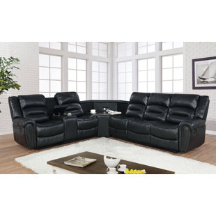 HOKKU DESIGNS 160" Wide Faux Leather Symmetrical Reclining Sofa & Chaise