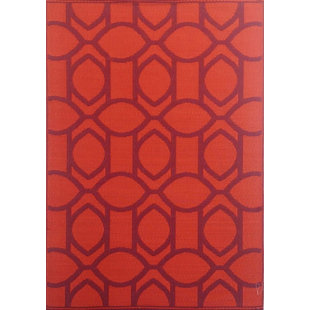 MAD MATS Handmade Hand Hooked Red Indoor/Outdoor Rug