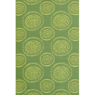 MAD MATS Handmade Hand Hooked Green Indoor/Outdoor Rug