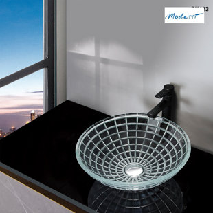 Modetti USA LLC 16.5'' White Tempered Glass Circular Bathroom Sink