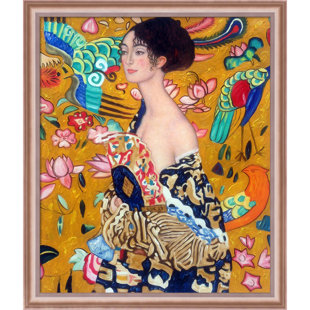 OVERSTOCK ART Signora Con Ventaglio Interpretation by Gustav Klimt - Picture Frame Painting Print on Canvas