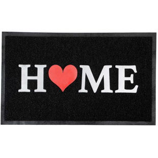 EVIDECO Outdoor Mat Printed Front Door Mat Home PVC Rug 30X18 Black