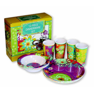 MotorHead Products Melamine Dinnerware Set - Service for 4