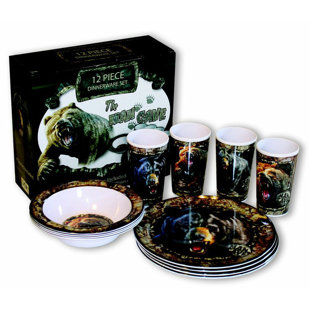 MotorHead Products Man Cave Melamine Dinnerware Set - Service for 4