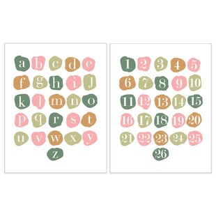 OUTSIDE IN ART STUDIO ABC 123 Playroom Wall Décor, Paper Prints (Set of 2)