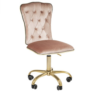 ROSDORF PARK Elise Tufted Vanity Chair with Velvet Armless Cushion Seat, 360 Degrees Wheel Swivel Chair