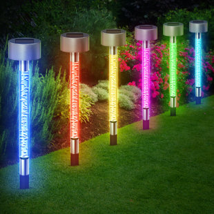 BUCASA Acrylic Low Voltage Solar Powered Pathway Light Pack (Set of 6)