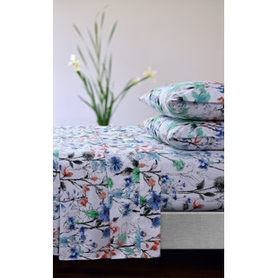AZORES HOME Microfiber Floral Sheet Set