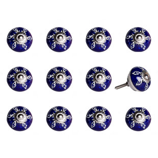 HOMEROOTS 1.5" x 1.5" x 1.5" Navy/White/Silver - Knobs 12-Pack