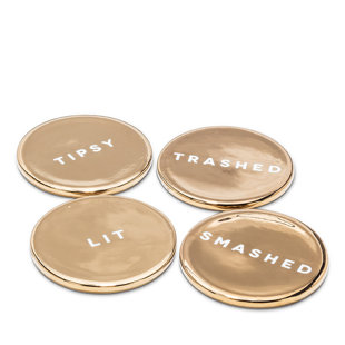 MDR TRADING INC. 4 Piece Drunk Expressions Coaster Set