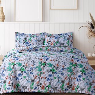 AZORES HOME Sateen Floral Quilt Set