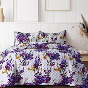AZORES HOME Sateen Floral Quilt Set